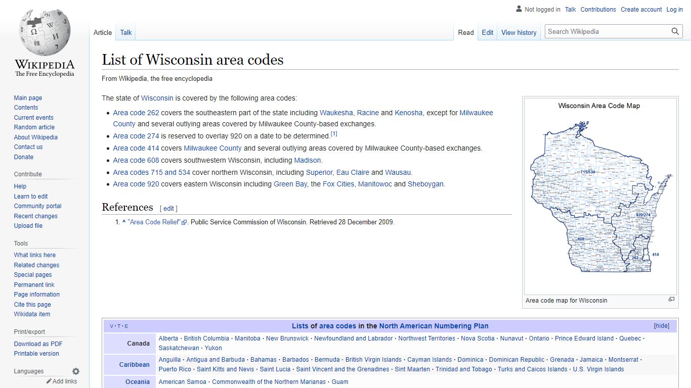 List of Wisconsin area codes - Wikipedia